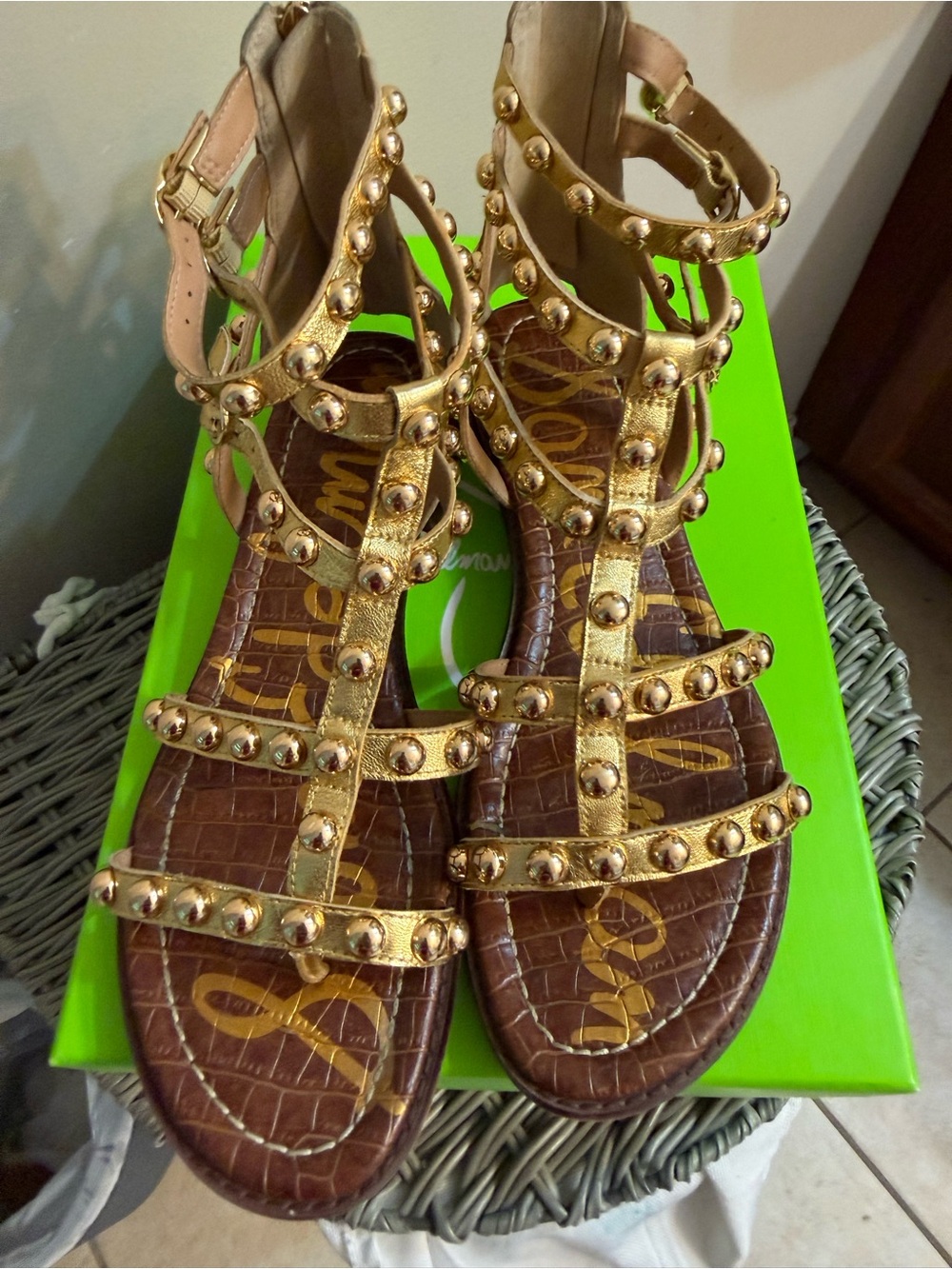 Sam Edelman Gold Studded Gladiator Sandals